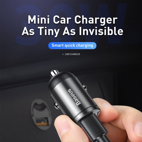 Адаптер автомобильный BASEUS Tiny Star Mini Quick Charge |1USB, QC3.0, 30W| (VCHX-A04)