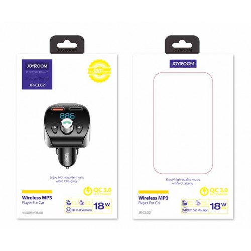 Адаптер автомобільний JOYROOM with Bluetooth FM Shadow Series JR-CL02 |2USB, QC3.0, 18W, TF Cards| black
