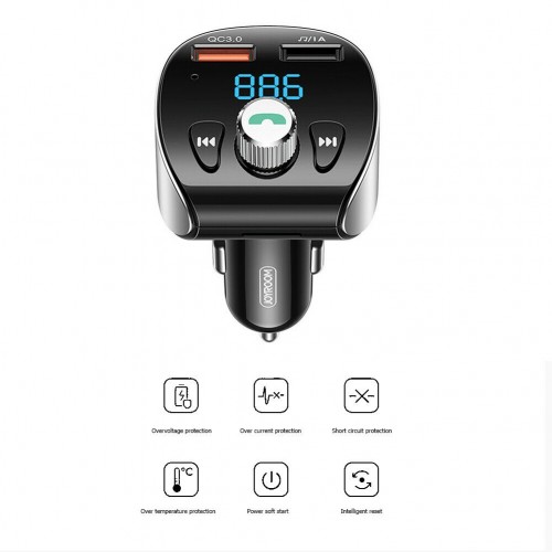 Адаптер автомобільний JOYROOM with Bluetooth FM Shadow Series JR-CL02 |2USB, QC3.0, 18W, TF Cards| black