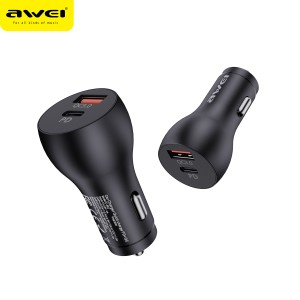 Адаптер автомобильный AWEI C-822 |1USB/1Type-C, QC/PD, 3A, 18W|