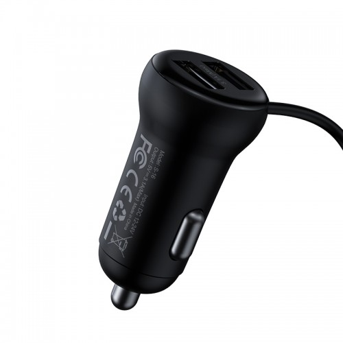 Адаптер автомобільний BASEUS Wireless MP3 Car Charger t typed S-16 |2USB, 3.1A| black