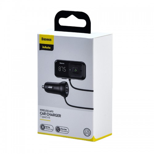 Адаптер автомобільний BASEUS Wireless MP3 Car Charger t typed S-16 |2USB, 3.1A| black