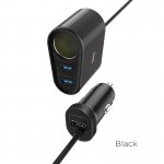 Адаптер автомобильный Hoco Companheiro Front and Rear Seat Cigarette Lighter Z35A |3USB, 2.4A, 100W| черный
