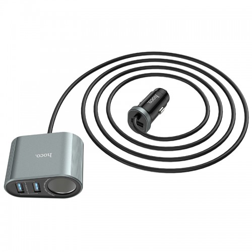 Адаптер автомобільний Hoco Companheiro Front and Rear Seat Cigarette Lighter Z35A |3USB, 2.4A, 100W| black