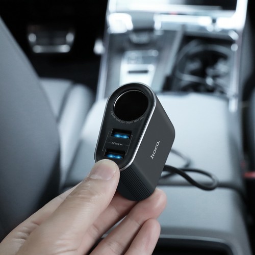 Адаптер автомобільний Hoco Companheiro Front and Rear Seat Cigarette Lighter Z35A |3USB, 2.4A, 100W| black