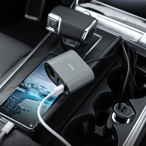 Адаптер автомобільний Hoco Companheiro Front and Rear Seat Cigarette Lighter Z35A |3USB, 2.4A, 100W| black
