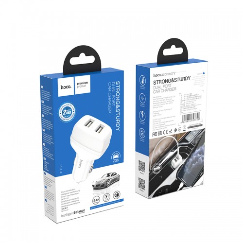 Адаптер автомобільний HOCO Leader Z36 |2USB, 2.4A| black