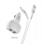 Адаптер автомобильный Hoco Lightning Cable Leader Z36 |2USB, 2.4A| белый