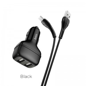 Адаптер автомобільний Hoco Micro USB Cable Leader Z36 |2USB, 2.4A| black