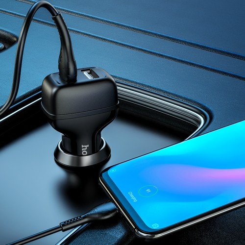 Адаптер автомобильный HOCO Micro USB Cable Leader Z36 |2USB, 2.4A|