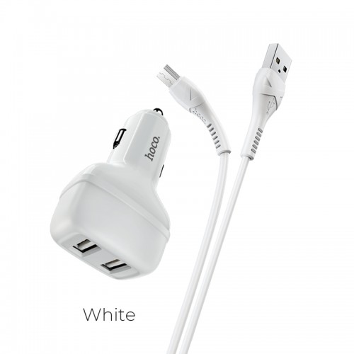 Адаптер автомобильный HOCO Micro USB Cable Leader Z36 |2USB, 2.4A|
