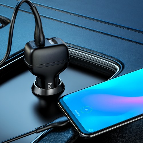 Адаптер автомобільний Hoco Type-C Cable Leader Z36 |2USB, 2.4A| black