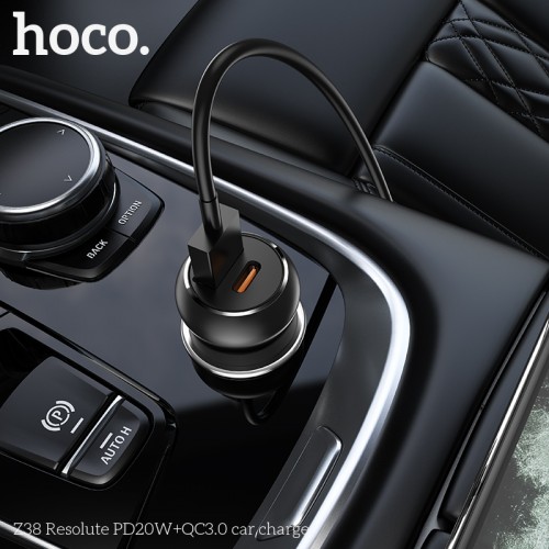 Адаптер автомобильный HOCO Resolute car charger Z38 |1USB/1Type-C, QC/PD, 3A, 38W|