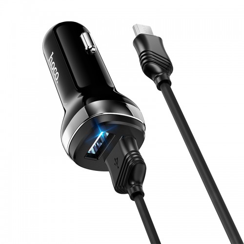 Адаптер автомобільний Hoco Micro USB Cable Superior dual port Car charger set Z40 |2USB, 2.4A| black