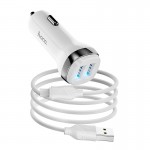 Адаптер автомобильный Hoco Micro USB Cable Superior dual port Car charger set Z40 |2USB, 2.4A| белый