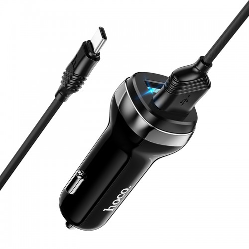 Адаптер автомобільний Hoco Type-C Cable Superior dual port Car charger set Z40 |2USB, 2.4A| black