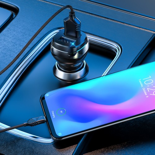 Адаптер автомобільний Hoco Type-C Cable Superior dual port Car charger set Z40 |2USB, 2.4A| black