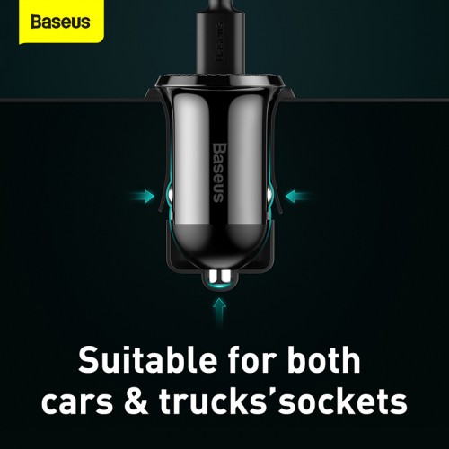 Адаптер автомобільний BASEUS Grain Pro Car Charger |2USB, 4.8A| (CCALLP-02) black
