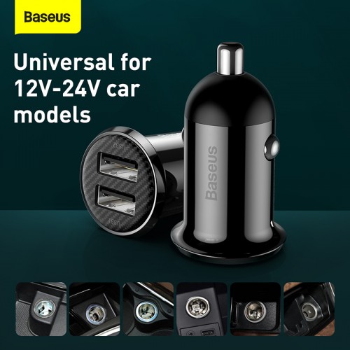 Адаптер автомобільний BASEUS Grain Pro Car Charger |2USB, 4.8A| (CCALLP-02) black