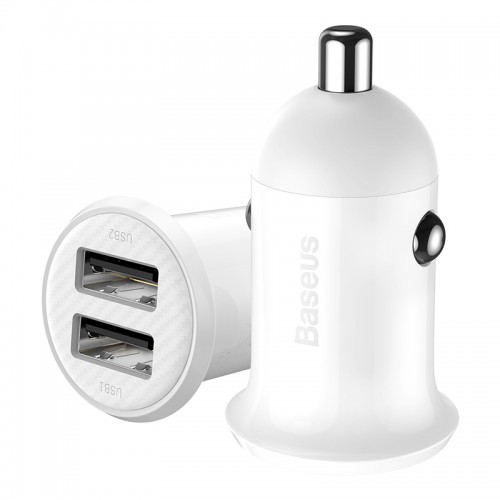 Адаптер автомобільний BASEUS Grain Pro Car Charger |2USB, 4.8A| (CCALLP-02) white