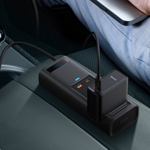 Автомобільний перетворювач напруги BASEUS In-car Inverter 150W (220V EU / CN) |2Sockets EU/CN 220V, 1USB/1Type-C, 0.4m| (CRNBQ-A01) black