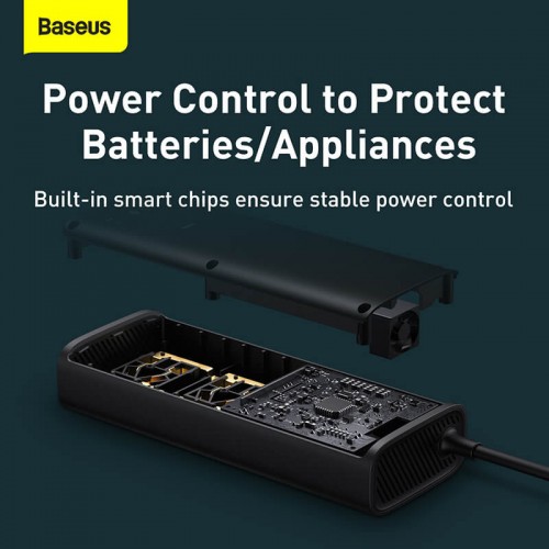 Автомобільний перетворювач напруги BASEUS In-car Inverter 150W (220V EU / CN) |2Sockets EU/CN 220V, 1USB/1Type-C, 0.4m| (CRNBQ-A01) black