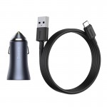 Адаптер автомобильный BASEUS Type-C cable Golden Contactor Pro Dual Quick Charger Car Charger |2USB, 5A/40W, QC| (TZCCJD-A0G) серый