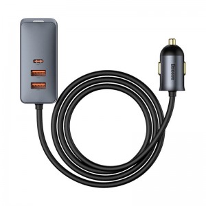 Адаптер автомобільний BASEUS Share Together PPS multi-port Fast charging Car charger with cord |3USB/1Type-C, 3A/120W, QC/PD, 1.5m| (CCBT-B0G) grey