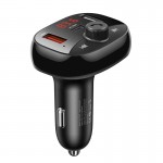 Адаптер автомобильный USAMS с Bluetooth FM цифровым дисплеем US-CC143 C25 |2USB/1Type-C, 3A/50W, QC/PD, TF| черный