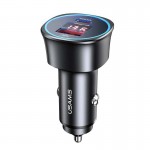Адаптер автомобильный USAMS Dual Ports Digital Display Fast Car Charger US-CC146 C26 |1USB/1Type-C, 3A/95W, QC/PD| черный