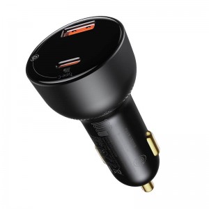 Адаптер автомобільний BASEUS Superme Digital Display PPS Dual Quick Charger Car Charger |1USB/1Type-C, 5A, 65+30w, QC/PD| (CCZX-01) black
