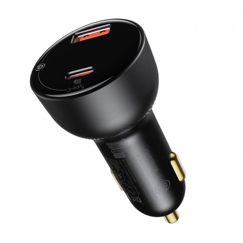 Адаптер автомобильный BASEUS Superme Digital Display PPS Dual Quick Charger Car Charger |1USB/1Type-C, 5A, 65+30w, QC/PD| (CCZX-01)