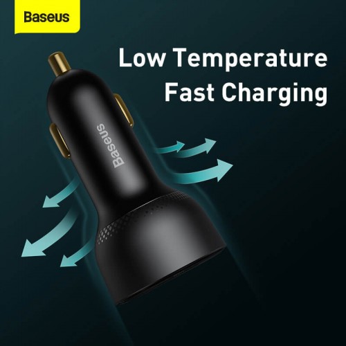 Адаптер автомобильный BASEUS Superme Digital Display PPS Dual Quick Charger Car Charger |1USB/1Type-C, 5A, 65+30w, QC/PD| (CCZX-01)