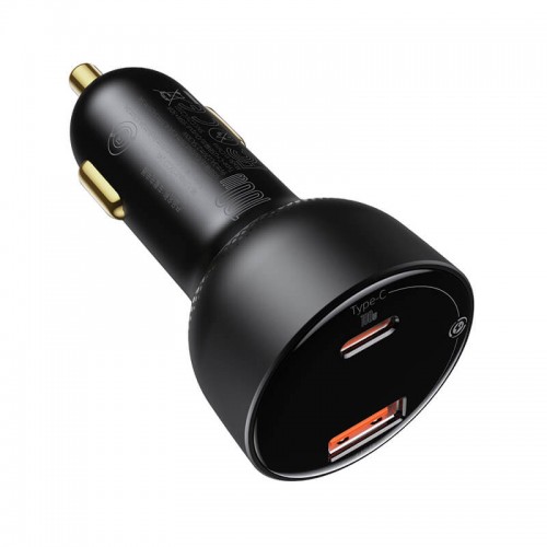 Адаптер автомобильный BASEUS Superme Digital Display PPS Dual Quick Charger Car Charger |1USB/1Type-C, 5A, 65+30w, QC/PD| (CCZX-01)
