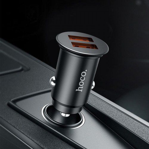 Адаптер автомобильный HOCO Type-C Cable Developer dual port car charger set NZ1 |2USB, 3A, 36W, QC|