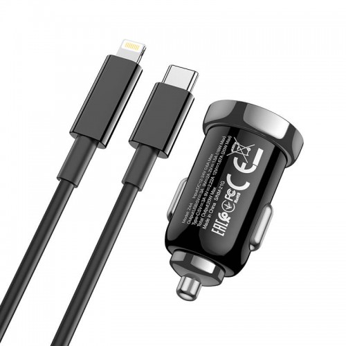 Адаптер автомобільний Hoco Type-C to Lightning Cable Leading car charger Z44 |2USB, 3A, 20W, QC/PD| black
