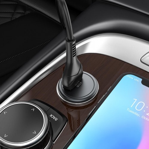 Адаптер автомобільний Hoco Micro USB Cable Mighty single port Car charger Z43 |1USB, 3A, QC, 18W| black
