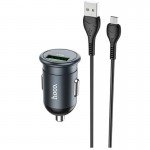 Адаптер автомобильный Hoco Micro USB Cable Mighty single port Car charger Z43 |1USB, 3A, QC, 18W| серый