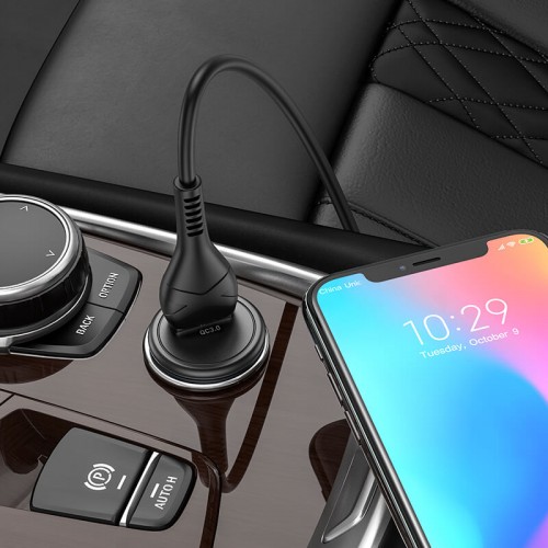 Адаптер автомобільний Hoco Micro USB Cable Mighty single port Car charger Z43 |1USB, 3A, QC, 18W| grey