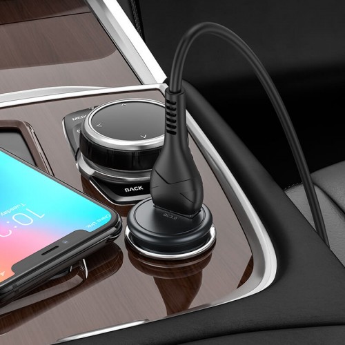 Адаптер автомобільний Hoco Micro USB Cable Mighty single port Car charger Z43 |1USB, 3A, QC, 18W| grey