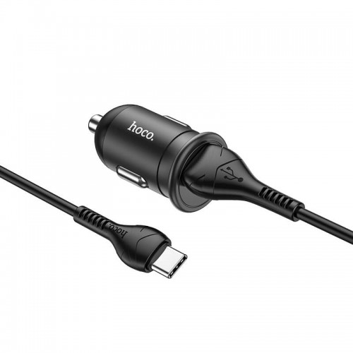 Адаптер автомобільний Hoco Type-C Cable Mighty single port Car charger Z43 |1USB, 3A, QC, 18W| black