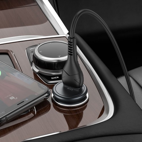 Адаптер автомобільний Hoco Type-C Cable Mighty single port Car charger Z43 |1USB, 3A, QC, 18W| black