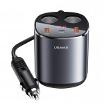 Адаптер автомобильный USAMS Dual Cigarette Lighters Digital Fast Car Charger C28 US-CC151 |2USB/1Type-C, 245W/6A, PD/QC| черный