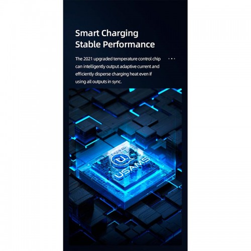 Адаптер автомобільний USAMS Dual Cigarette Lighters Digital Fast Car Charger C28 US-CC151 |2USB/1Type-C, 245W/6A, PD/QC| black