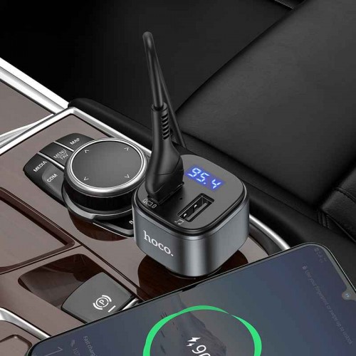 Адаптер автомобільний HOCO Fighter BT FM transmitter E67 |BT5.0, 2USB, U Disk, 3A, QC| black