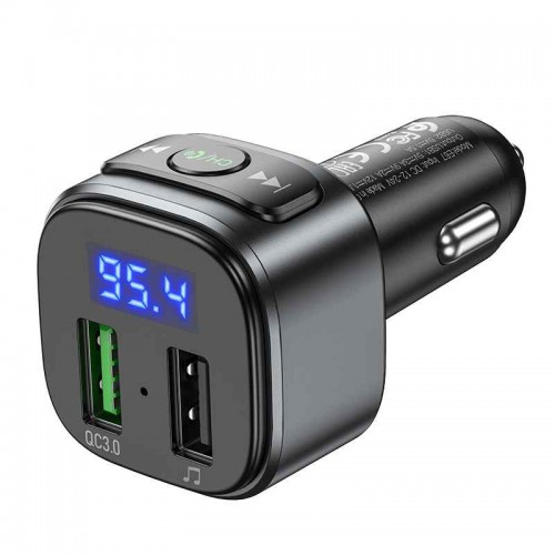 Адаптер автомобільний HOCO Fighter BT FM transmitter E67 |BT5.0, 2USB, U Disk, 3A, QC| black