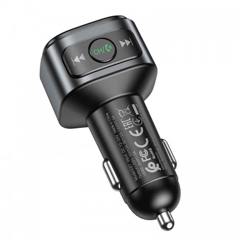 Адаптер автомобільний HOCO Fighter BT FM transmitter E67 |BT5.0, 2USB, U Disk, 3A, QC| black