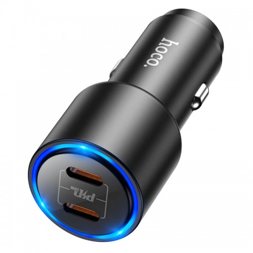 Адаптер автомобільний Hoco Clear way dual port PD Car charger NZ3 |2Type-C, 40W/3A, PD/QC| black