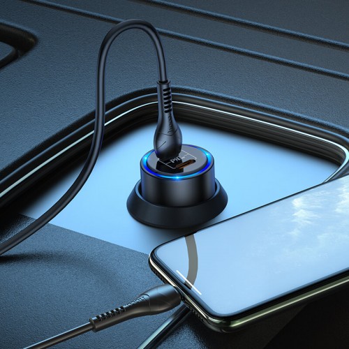 Адаптер автомобільний Hoco Clear way dual port PD Car charger NZ3 |2Type-C, 40W/3A, PD/QC| black