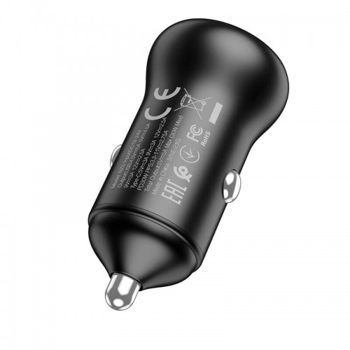 Адаптер автомобільний HOCO Smooth road car charger NZ5 |1USB/1Type-C, 30W/3A, PD/QC| black
